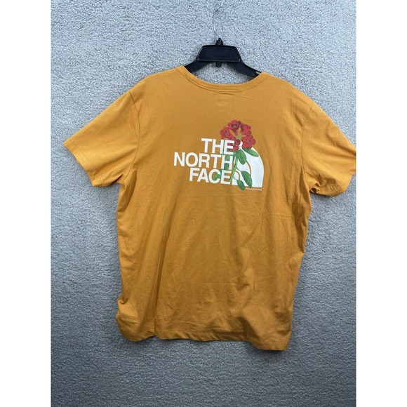 NWOT The North Face XLarge Logo Floral Orange Knit T Shirt Standard Fit - Picture 3 of 6